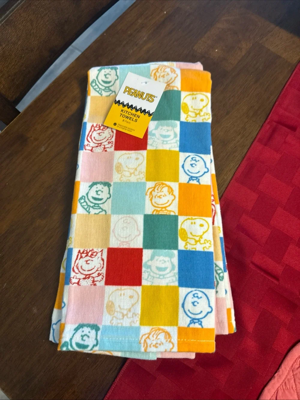 Peanuts snoopy Multicolor Checkered Kitchen Towel